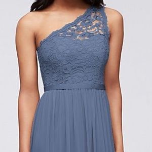 David’s Bridal Bridesmaid Dress (Steel Blue)
